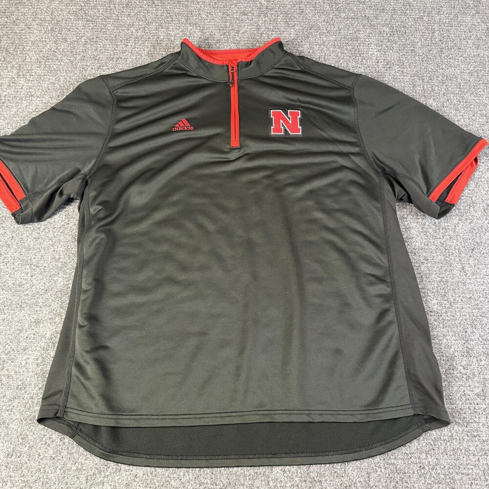 Nebraska Cornhuskers Pullover Mens XL Black Adidas Climalite 1/4 Zip Team Issue